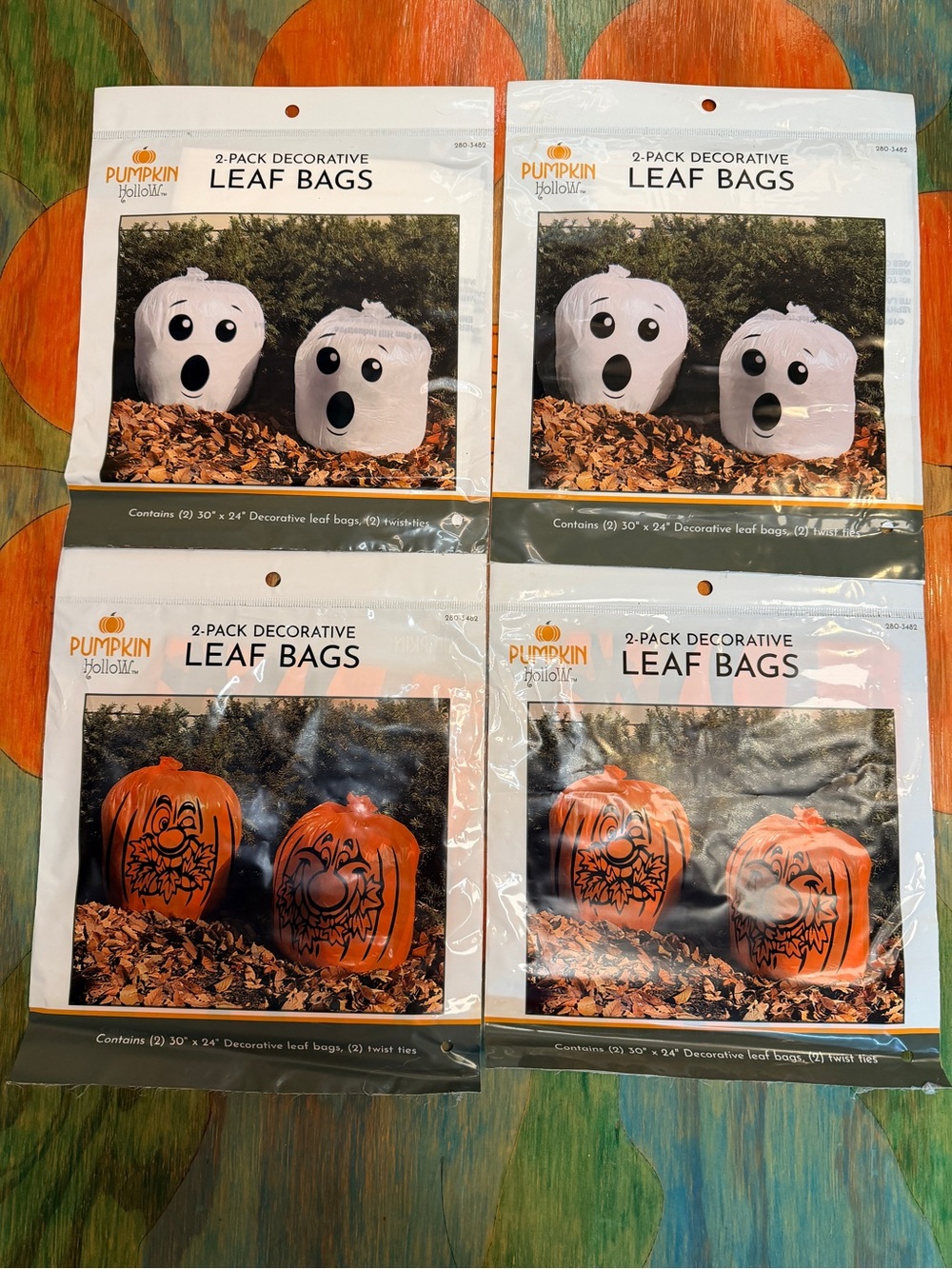 8 Halloween 30"x24" Lawn Leaf Bags Jack O Lantern PUMPKIN & GHOST Yard Decor NEW